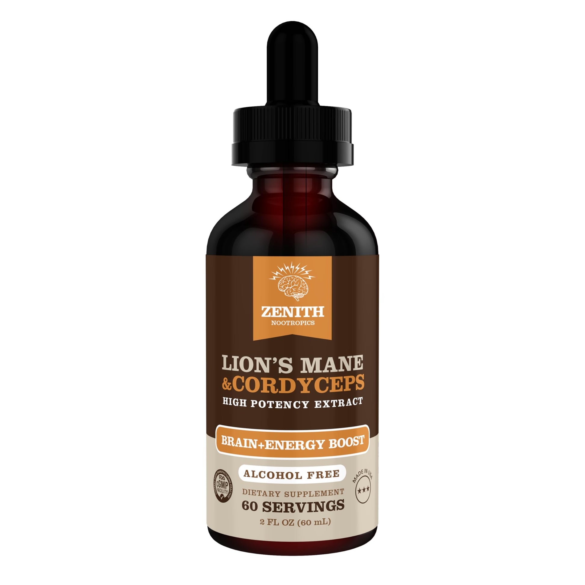 Zenith Nootropics Lion’s Mane & Cordyceps Supplement – Brain & Energy Support – Focus, Memory, Clarity, Immunity – Vegan, Alcohol-Free Tincture – Up-to 2-Month Supply, 2 fl oz Zenith Nootropics buy supplements canada