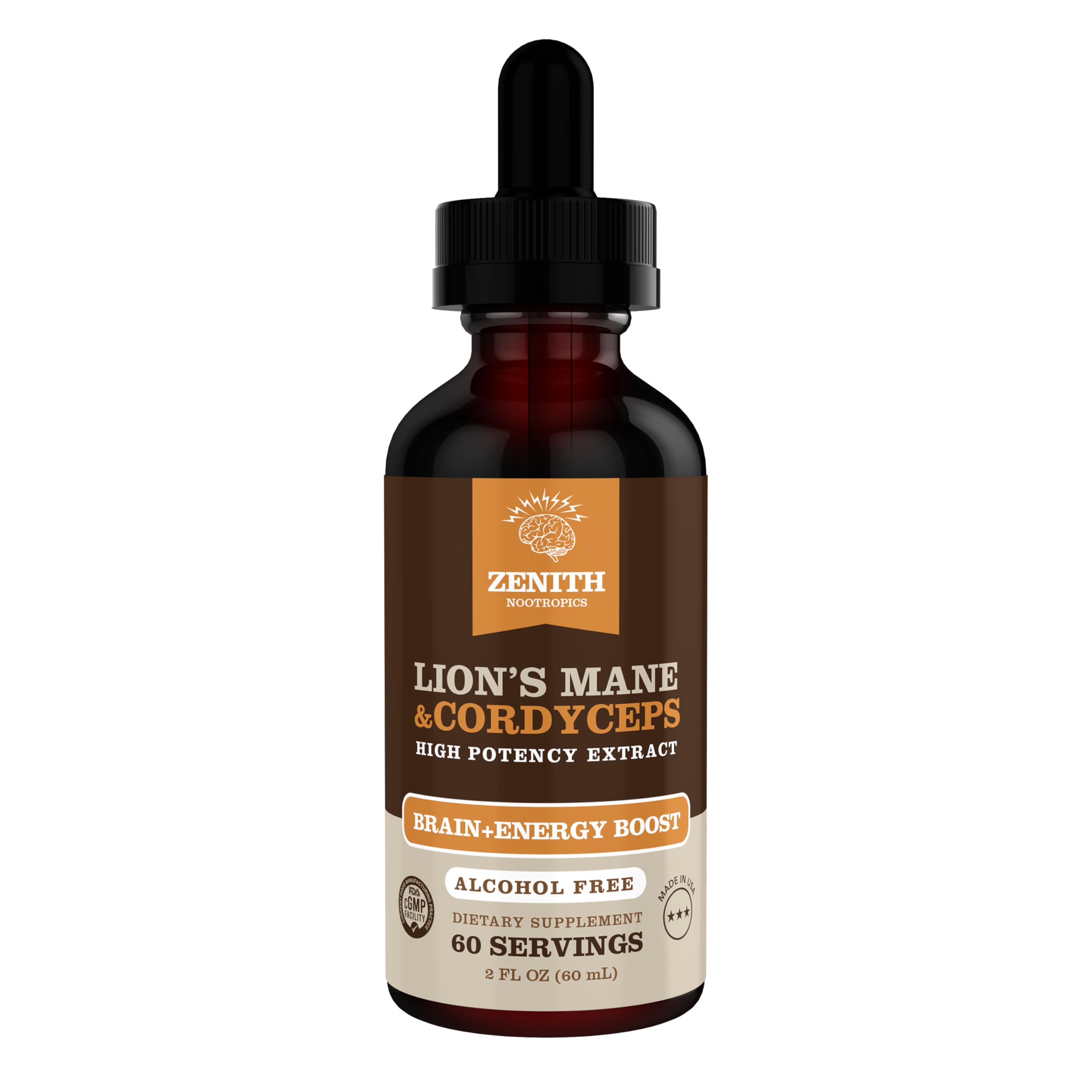 Zenith Nootropics Lion’s Mane & Cordyceps Supplement – Brain & Energy Support – Focus, Memory, Clarity, Immunity – Vegan, Alcohol-Free Tincture – Up-to 2-Month Supply, 2 fl oz Zenith Nootropics buy supplements canada