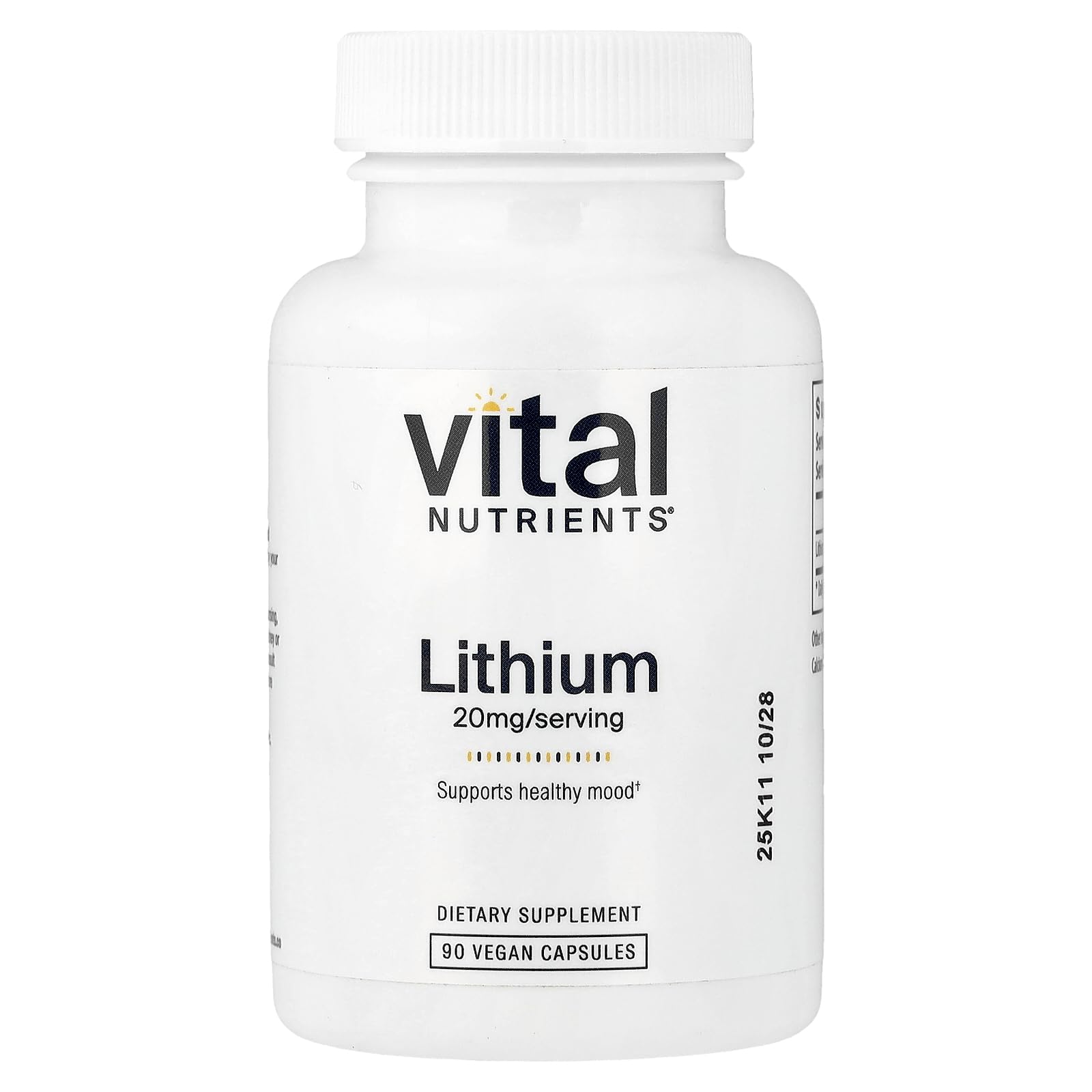 Vital Nutrients Lithium Orotate - Vegan Lithium Supplements for Memory, State of Mind, and Behavioral Health* - 20mg - Gluten, Dairy, Soy Free - 90 Capsules Vital Nutrients buy supplements canada