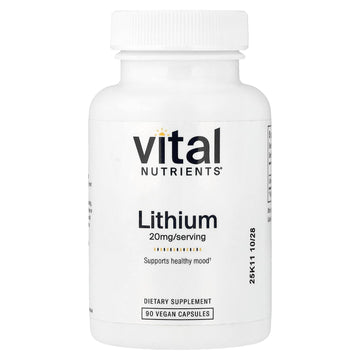 Vital Nutrients Lithium Orotate - Vegan Lithium Supplements for Memory, State of Mind, and Behavioral Health* - 20mg - Gluten, Dairy, Soy Free - 90 Capsules Vital Nutrients buy supplements canada