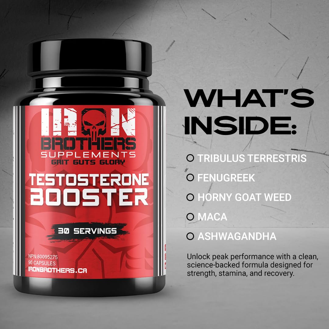Iron Brothers Men’s Testosterone Support Supplement – Tribulus, Tongkat Ali, Ashwagandha & DIM – Daily Performance & Vitality Formula – with Fenugreek & Zinc – 30 Day Cycle – 90 Capsules Iron Brothers Supplements buy supplements canada