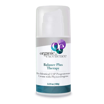 Organic Excellence Balance Plus Therapy - USP Bioidentical Organic Progesterone Cream for Women - with Phytoestrogens - for Menopause Relief and Natural Hormone Balance, 3.3 fl oz (100g) Organic Excellence buy supplements canada