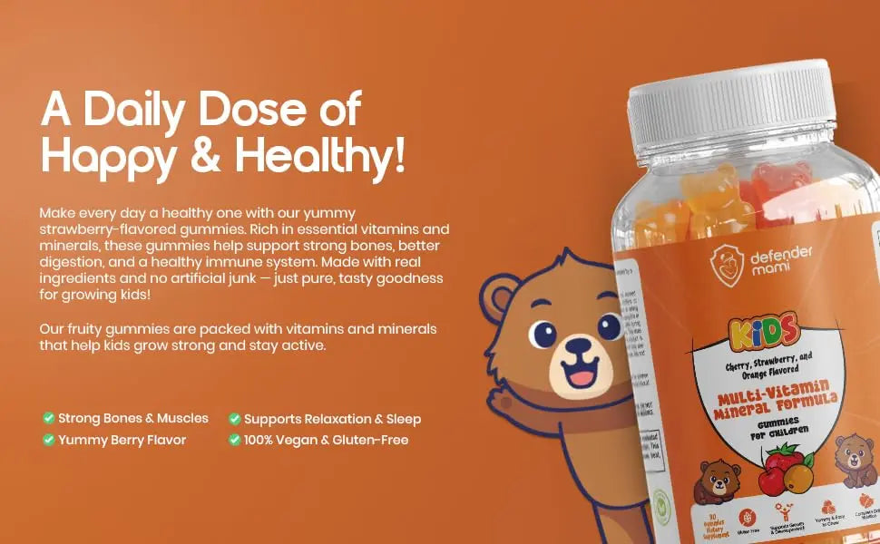 Defender Mami Kids Vitamin Gummies – Multivitamin & Mineral Formula, Non‑GMO · Gluten‑Free, 90 Count Chewables for Daily Immune Defender Mami buy supplements canada