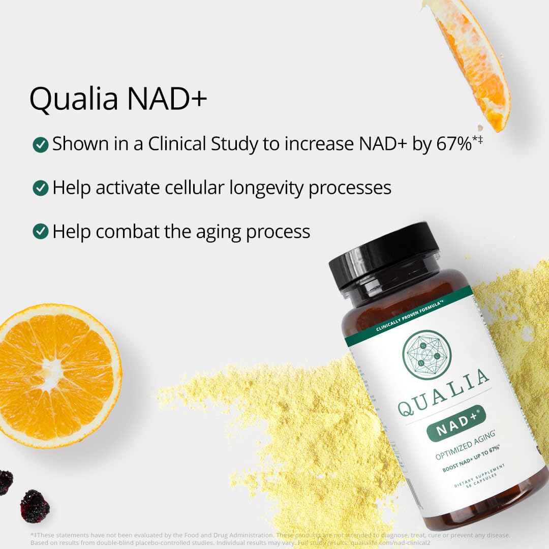 Qualia NAD Supplement — Clinically Proven to Boost NAD+ up to 67%. Optimized Aging, Energy, Focus. Elite NAD+ Booster Ingredients Nicotinamide Riboside (NIAGEN), Niacin, Niacinamide (1 Month Supply) QUALIA LIFE SCIENCES buy supplements canada