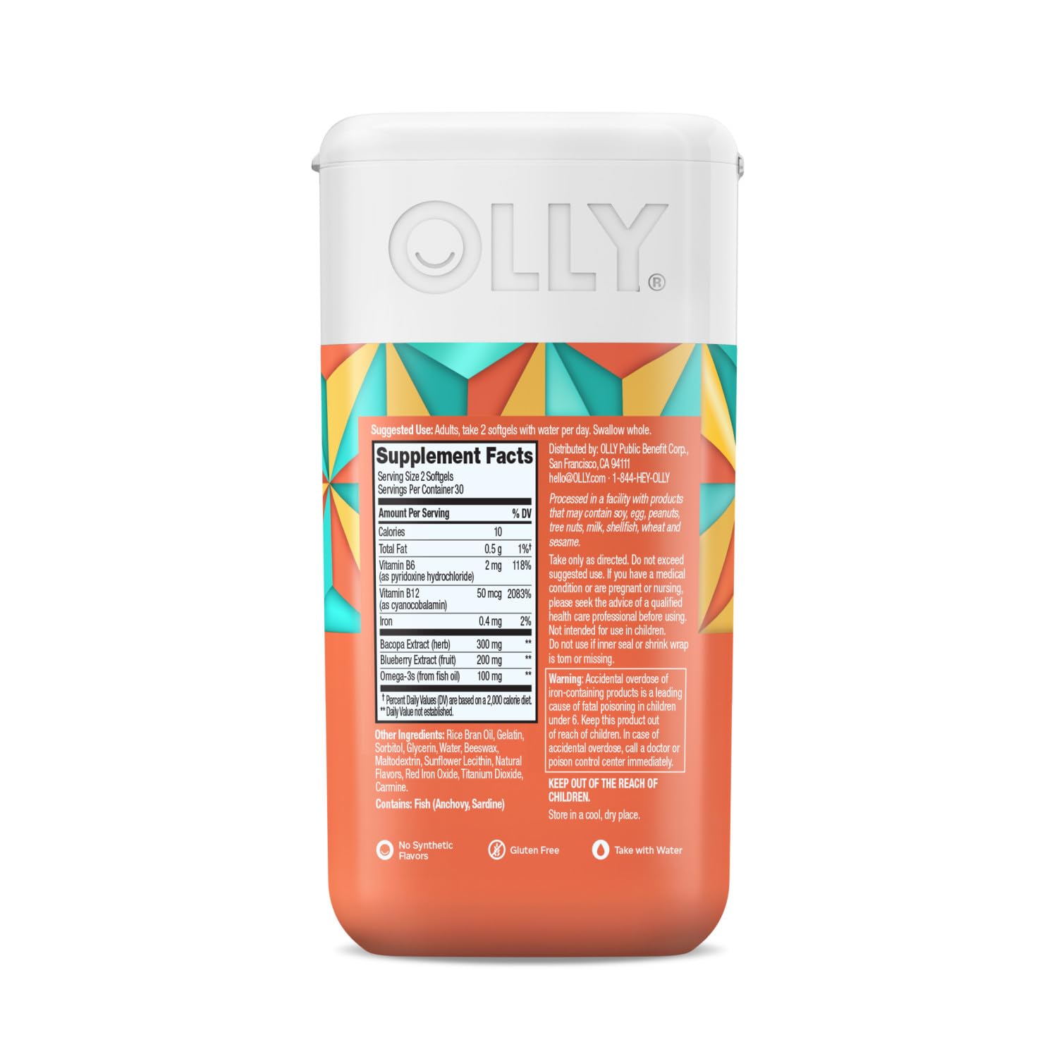 OLLY Ultra Strength Brain Softgels, Nootropic, Supports Healthy Brain Function, Memory, Focus and Concentration, Omega-3s, Vitamins B6 and B12, 30 Day Supply - 60 Count OLLY buy supplements canada