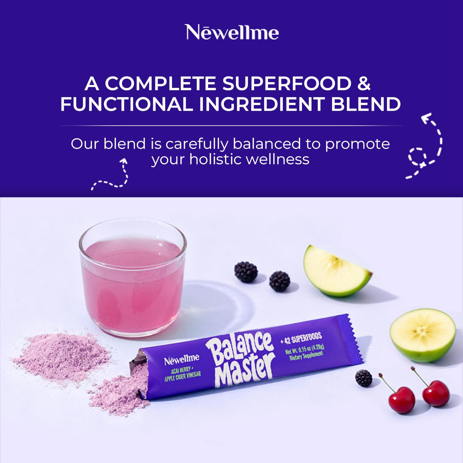 NEWELLME Balance Master Acai Apple Cider Vinegar Powder, Healthy Blood Sugar Support, Probiotics & Digestive Enzymes for Metabolic Support, Vegan Non-GMO, 14 Servings NEWELLME buy supplements canada