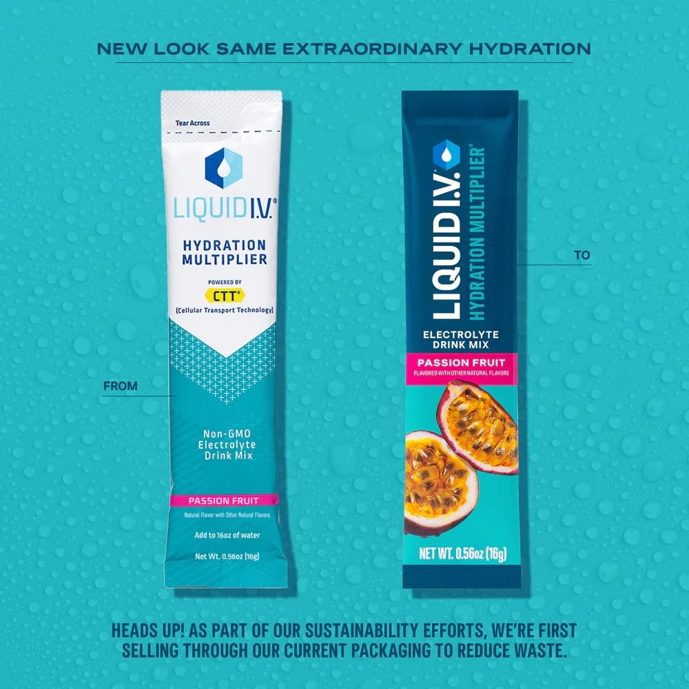 Liquid I.V.® Hydration Multiplier - Passion Fruit | Electrolyte Powder Drink Mix | 3 Pack (48 Servings) Liquid I.V. buy supplements canada