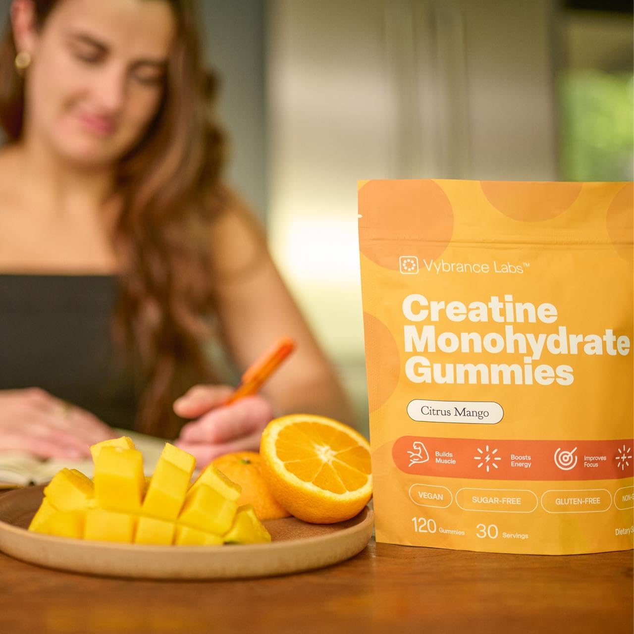 VYBRANCE LABS Creapure Creatine Gummies 5g + Taurine & B12 - Sugar-Free, Vegan, Gluten-Free - Citrus Mango - 120 Count (30 Servings) for Strength, Energy & Focus VYBRANCE LABS buy supplements canada