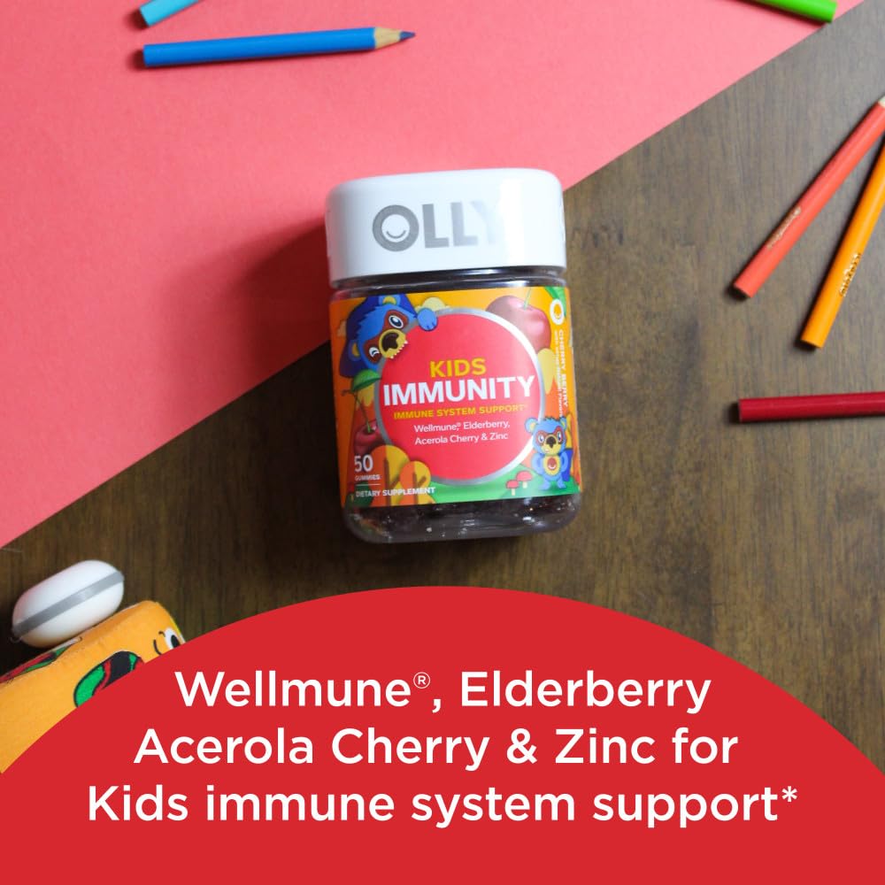 OLLY Kids Immunity Gummy, Immune Support, Wellmune, Elderberry, Vitamin C, Zinc & Kids Multivitamin Gummy Worms, Overall Health and Immune Support, Vitamins and Minerals A, C, D OLLY buy supplements canada