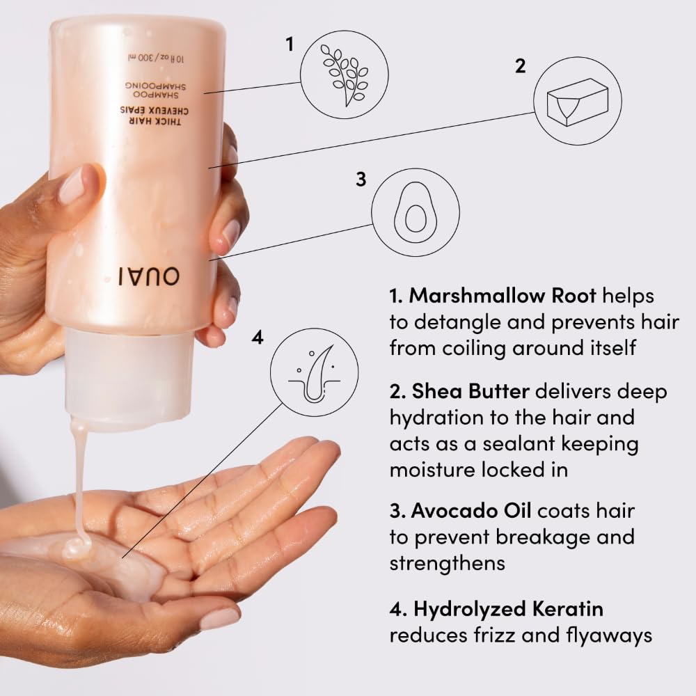 OUAI Thick Hair Shampoo & Conditioner Set, Travel Size - Moisturizing Shampoo & Conditioner - With Keratin, Marshmallow Root, Shea Butter & Avocado Oil - Sulfate, Paraben & Phthalate Free (3 Oz) OUAI buy supplements canada