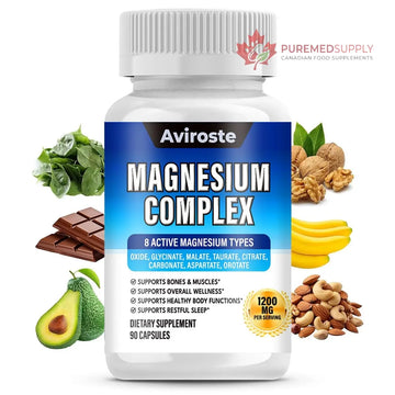 8 in 1 Magnesium Complex Supplement - 8 Elemental 1000mg - Magnesium Glycinate, Citrate, Malate, Taurate - High Absorption,for Muscle, Nerve & Sleep Support - 90 Capsules Aviroste buy supplements canada