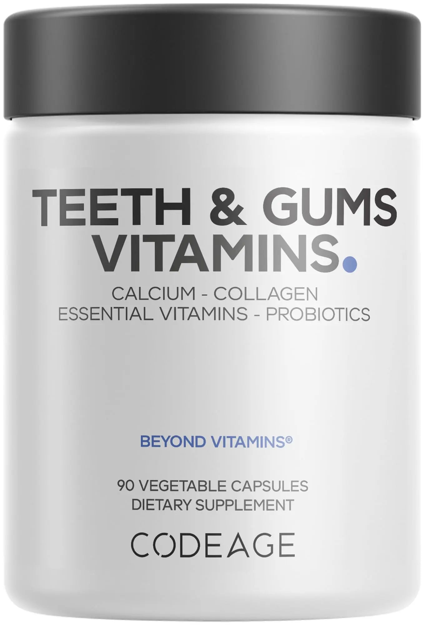 Codeage Teeth & Gums Vitamins + Oral Probiotics Supplement for Mouth - Whole Food Calcium, Collagen, Potassium, Vitamin C, D3, K2, Zinc Codeage buy supplements canada
