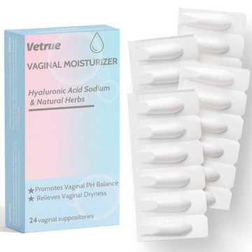 Intimate Moisturizer, Vaginal Suppository for Dryness & Discomfort, Feminine Long Lasting Hydration Support with Hyaluronic Acid and Natural Herbs - PH Balance, Estrogen and Drug Free (24 Inserts) vetrue buy supplements canada