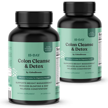 ColonBroom 15 Day Colon Cleanse & Detox Cleanse for Weight Management with Probiotics & Magnesium | Reduce Bloating & Boost Metabolism & Digestion - Effective Gut Cleanser Detox (2 Bottles) ColonBroom buy supplements canada