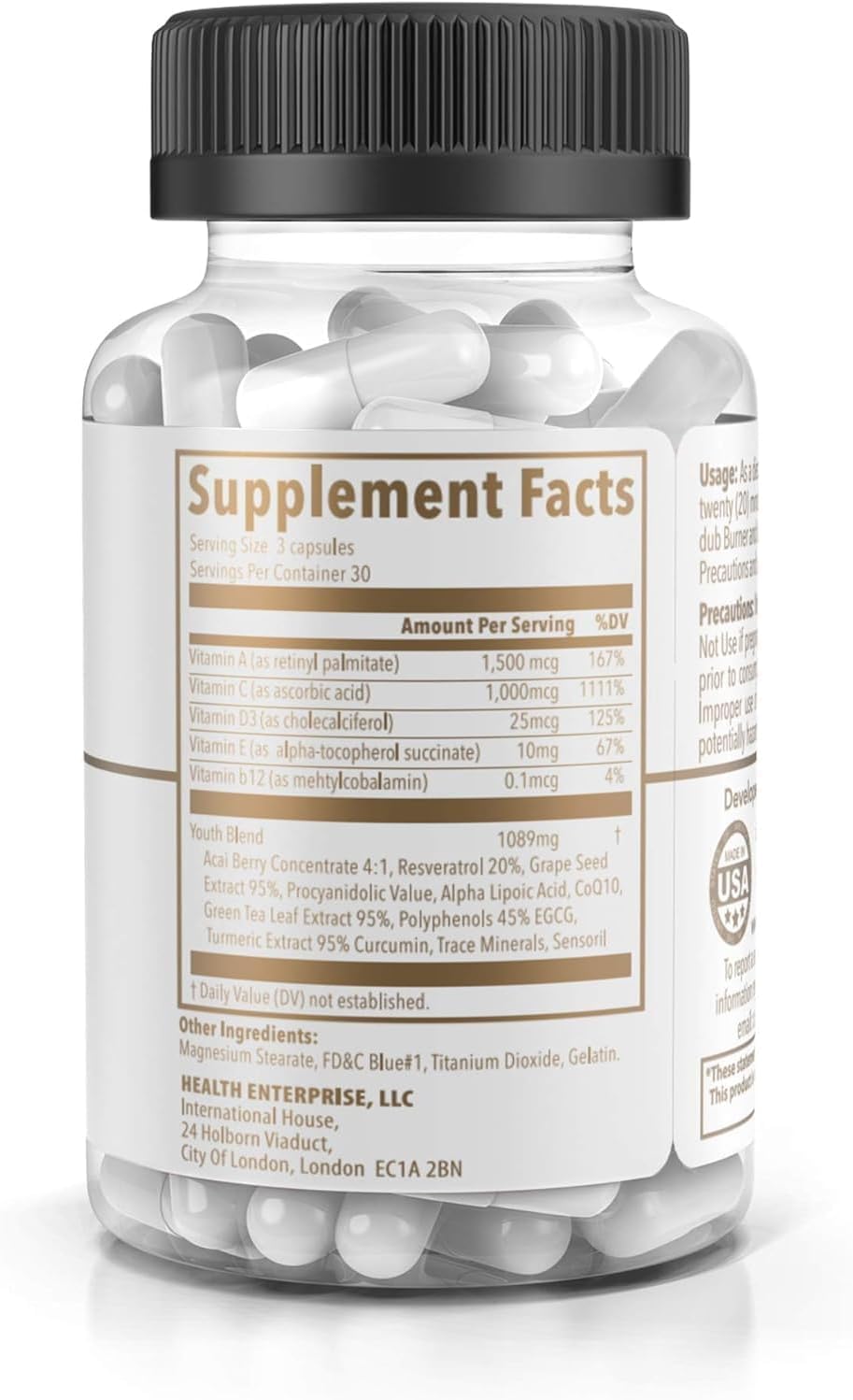 Dub Nutrition Youth - Formula with Acai, Resveratrol, Curcumin, Vitamins A, C, D, E, B12, and CoQ10 - Supports Immunity and Mobility - 90 Capsules Dub Nutrition buy supplements canada