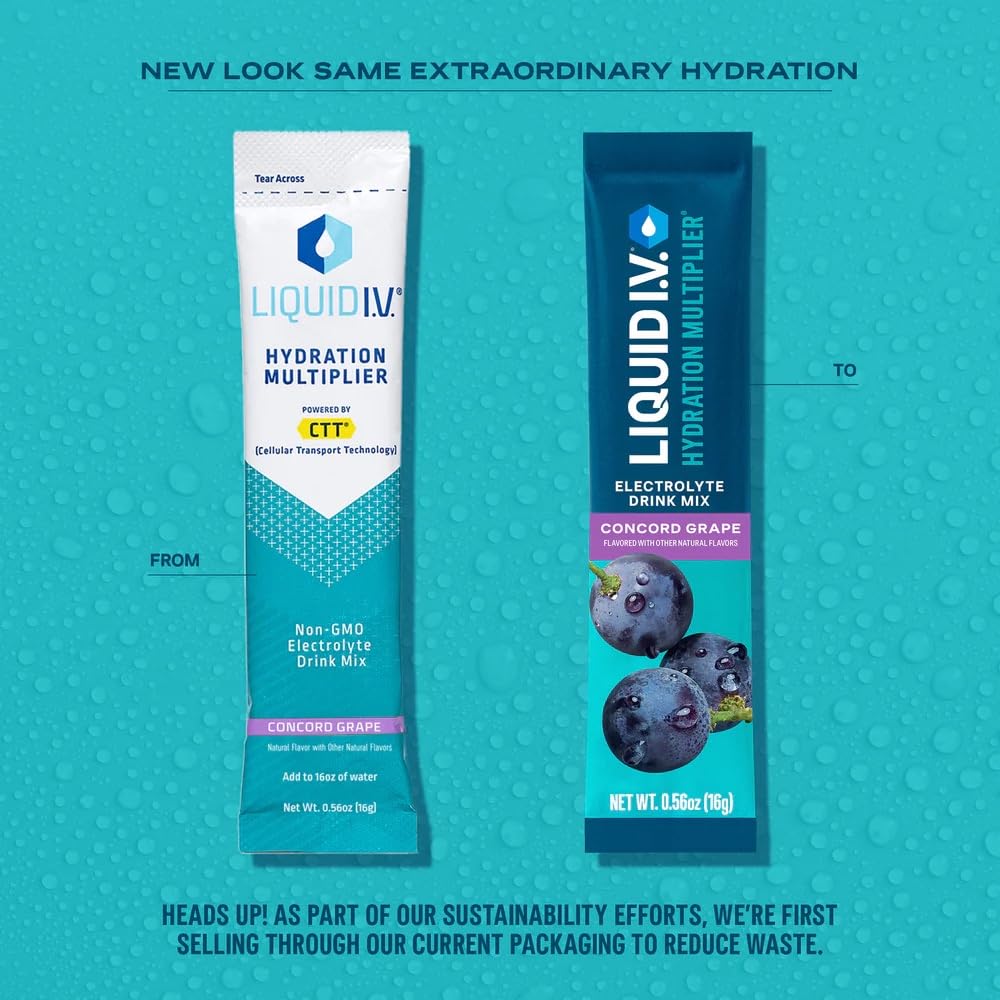 Liquid I.V.® Hydration Multiplier - Concord Grape | Electrolyte Powder Drink Mix | 1 Pack (16 Servings) Liquid I.V. buy supplements canada