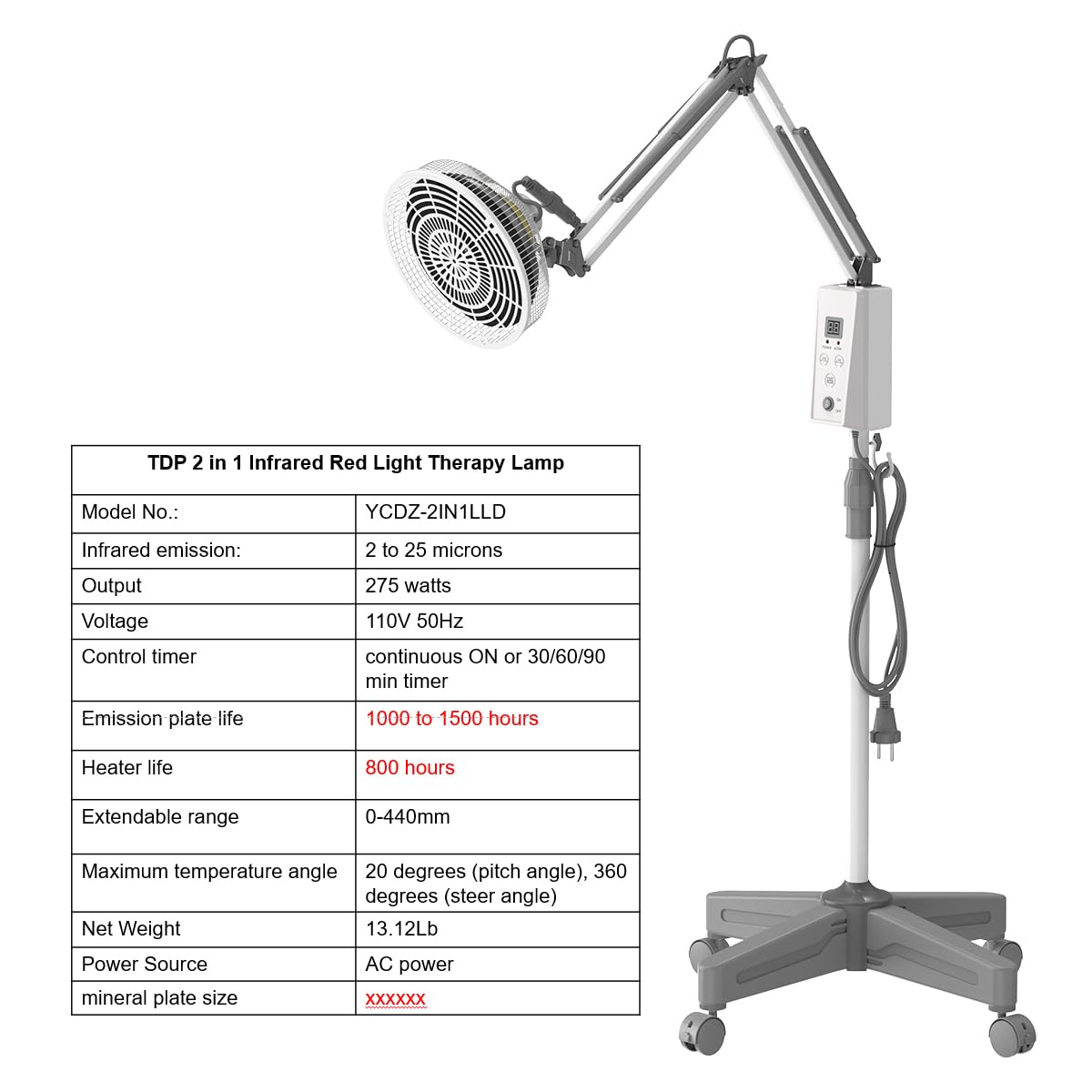 TDP and Infrared Red Light Therapy with Base, 2 in 1 Infrared Heat Lamp Device with 275W Bulb YUNCHI buy supplements canada