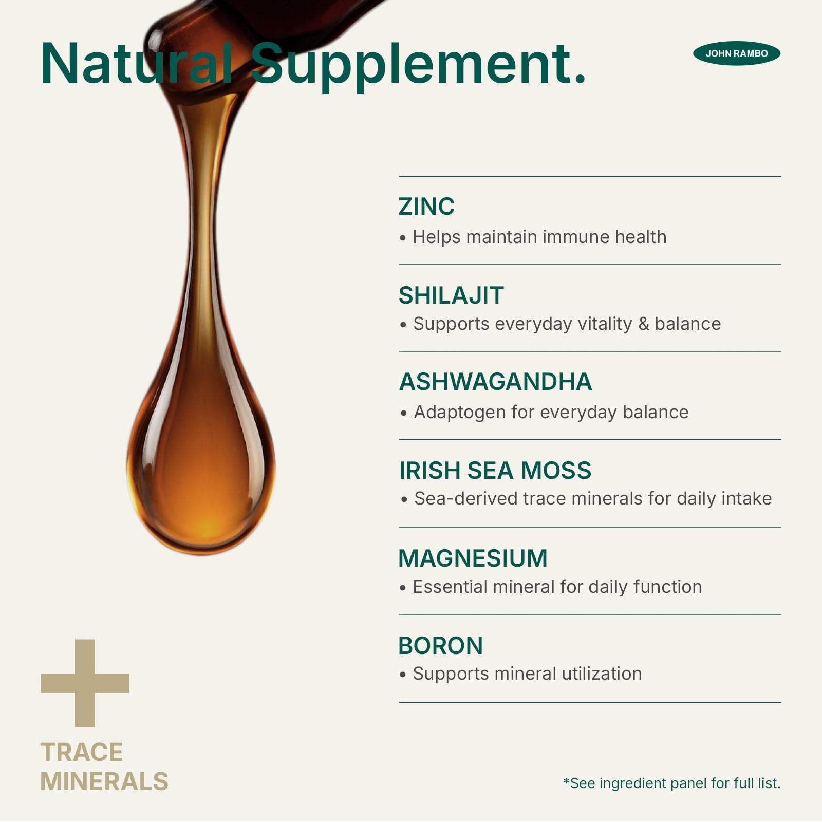 JOHN RAMBO Shilajit Liquid Drops with Sea Moss, Ashwagandha, Zinc, and Magnesium – Liquid Multimineral Supplement for Women and Men – Terra Mineral JOHN RAMBO buy supplements canada