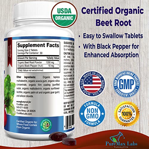 YUMMYVITE Organic Beet Root Powder Tablets - 1350mg with Black Pepper for Faster YUMMYVITE buy supplements canada