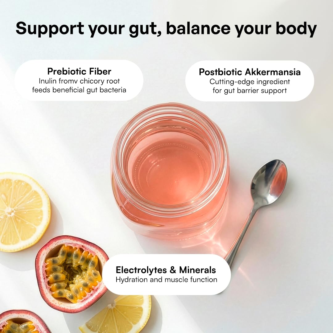 KEY NUTRIENTS Gut Health Hydration – Passionfruit Lemonade, Fiber Supplement with 3g Prebiotic Fiber & Akkermansia Probiotics for Women and Men KEY NUTRIENTS buy supplements canada