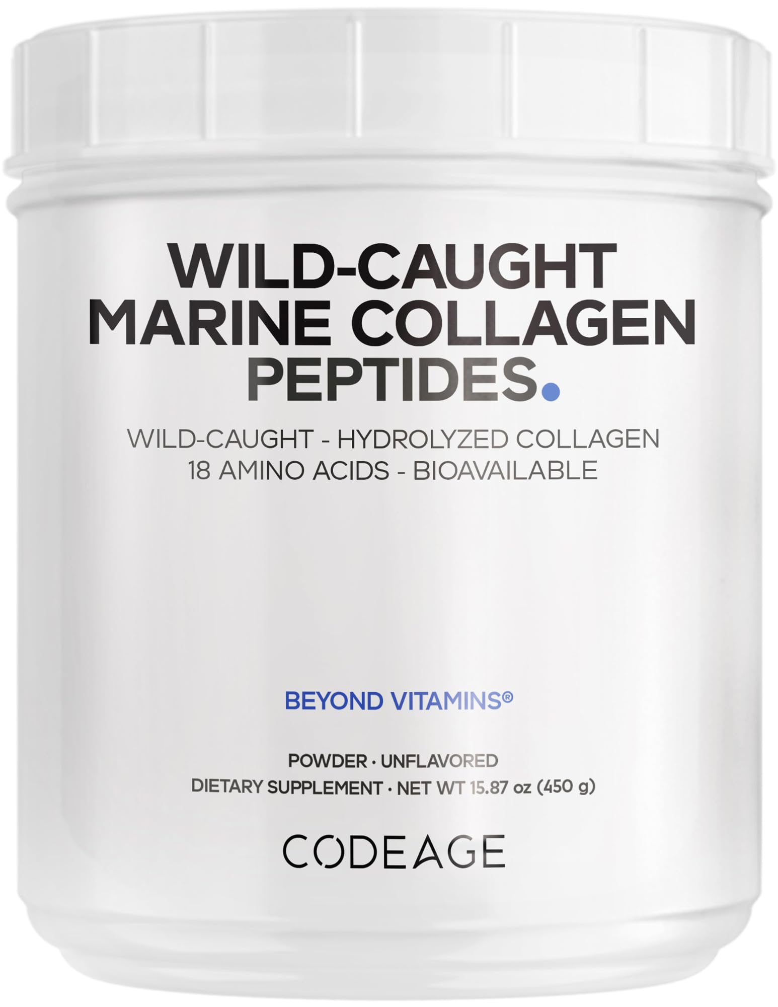 Codeage Marine Collagen Powder - Wild-Caught Hydrolyzed Fish Collagen Peptides - Type 1 & 3 Collagen Protein Supplement - Amino Acids for Skin, Hair, Nails - Paleo Friendly, Non-GMO, 15.87 Ounces Codeage buy supplements canada