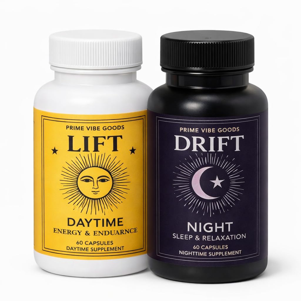 Prime Vibe Goods Lift & Drift – Energy & Stress Support Supplement – Adaptogens for Focus, Relaxation & Sleep – Ashwagandha, Magnesium, Rhodiola, GABA, Maca – Vegan (2-Pack, 120 Capsules) Prime Vibe Goods buy supplements canada