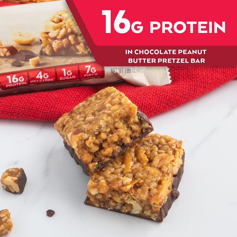 Atkins Chocolate Peanut Butter Pretzel Protein Meal Bar, High Fiber, 16g Protein, 1g Sugar Atkins buy supplements canada