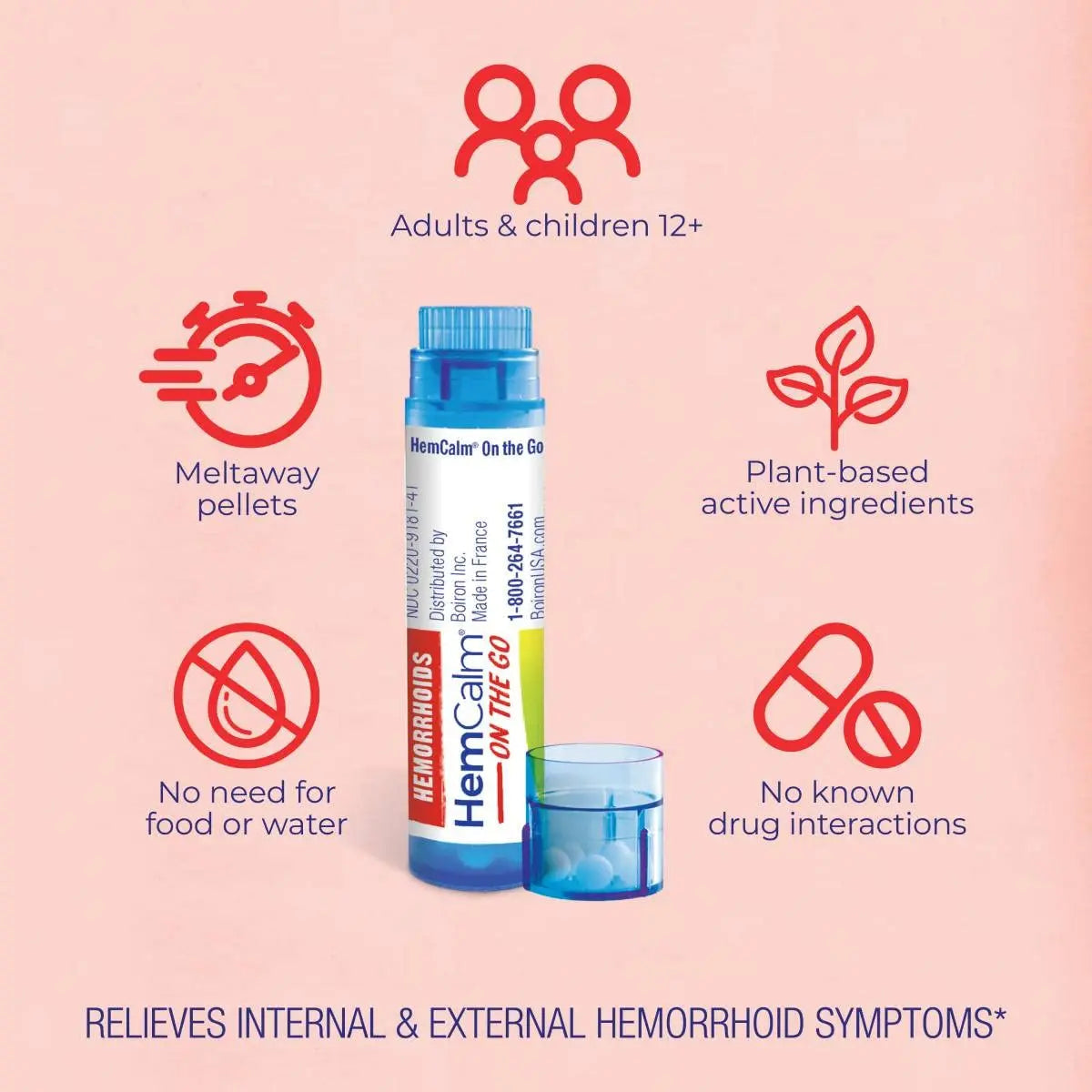Boiron HemCalm On The Go Travel Essential for Hemorrhoid Relief of Pain, Itching, Swelling or Discomfort - 2 Count (160 Pellets) Boiron buy supplements canada
