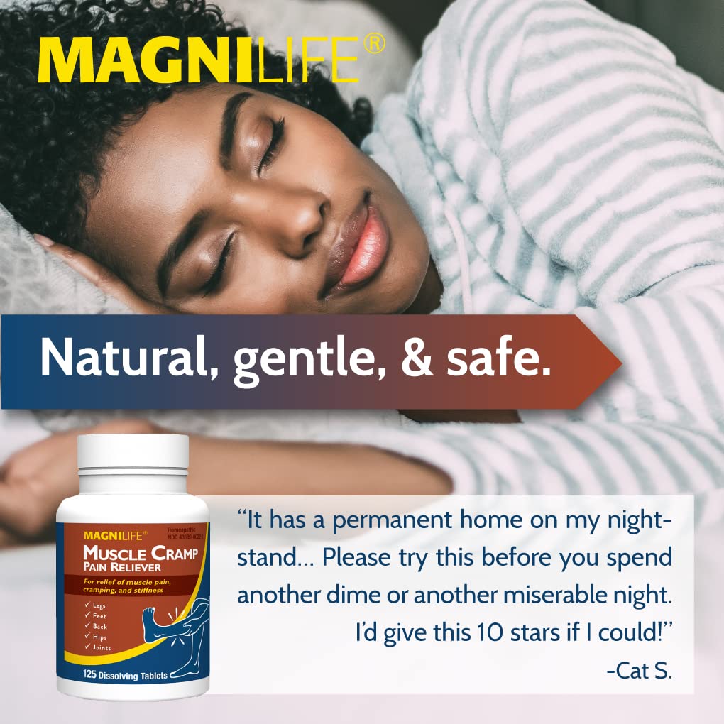 MagniLife Muscle Cramp Pain Relief Quick-Dissolve Tablets, 125 Count, Quinine-Free Homeopathic Medicine for Leg, Foot, Hip, Joint & Back Pain Relief, Helps Ease Muscle Ache, Cramping & Stiffness MagniLife buy supplements canada
