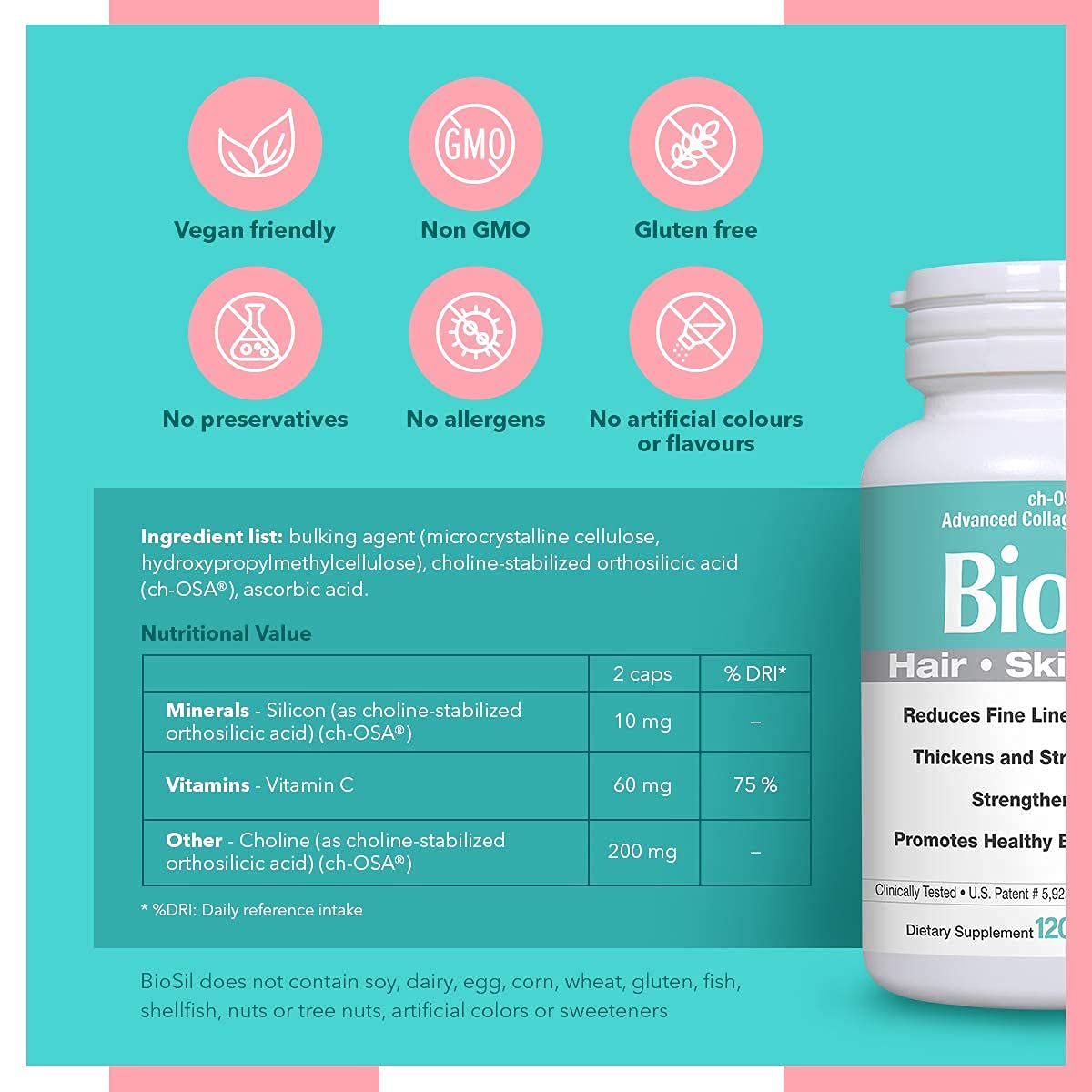 Collagen Supplements for Women & Men [120 ct.] - Advanced Collagen Complex to Stimulate Collagen, Keratin & Elastin Production BioSil buy supplements canada