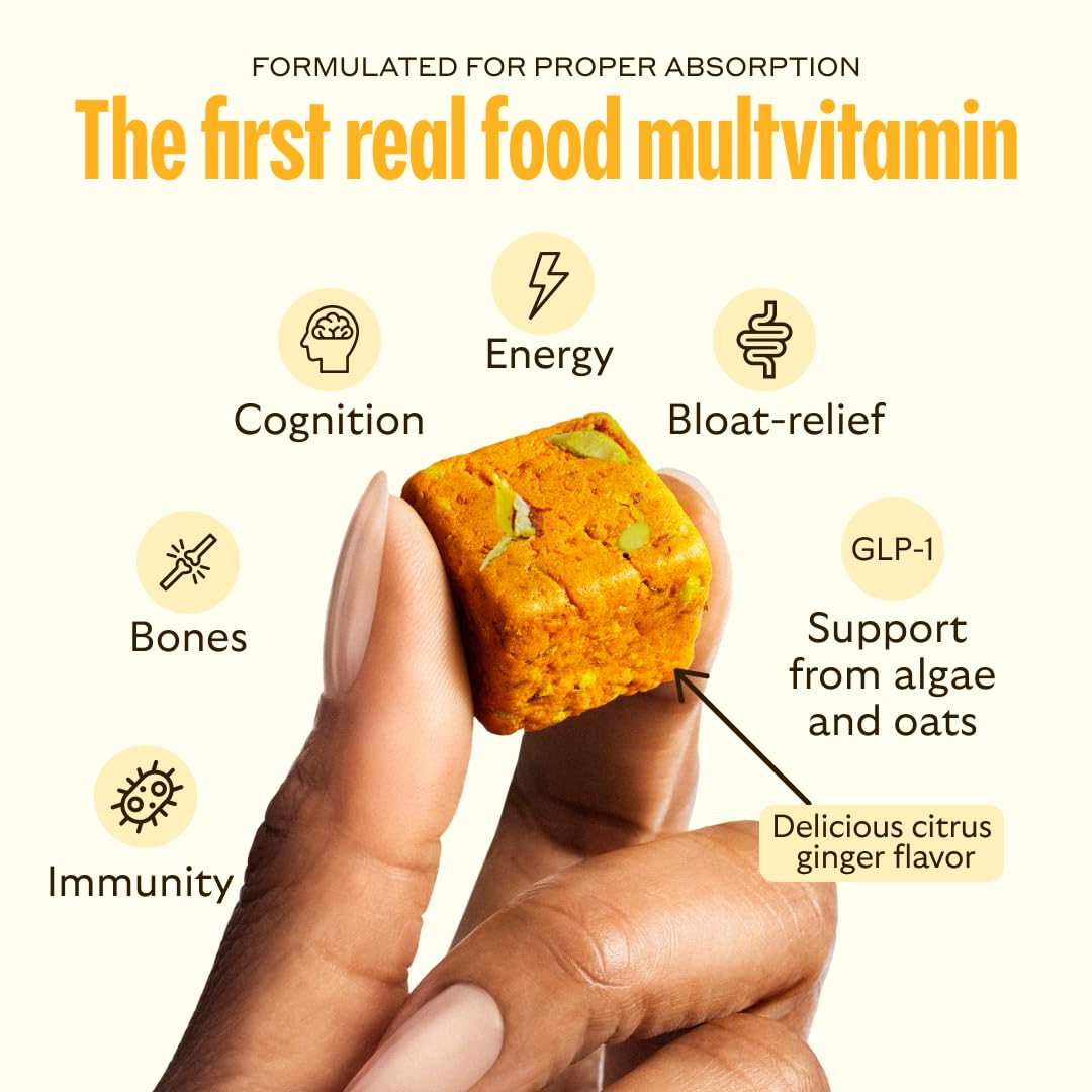 GEM Daily Bite for Women & Men, with 20+ Vitamins, Minerals, & Superfoods Like Zinc, Vitamin D, B-Complex, K, Turmeric, Fiber & Prebiotics, Beta Glucan GLP-1 Support & Immunity (Citrus Ginger,7 count) GEM buy supplements canada