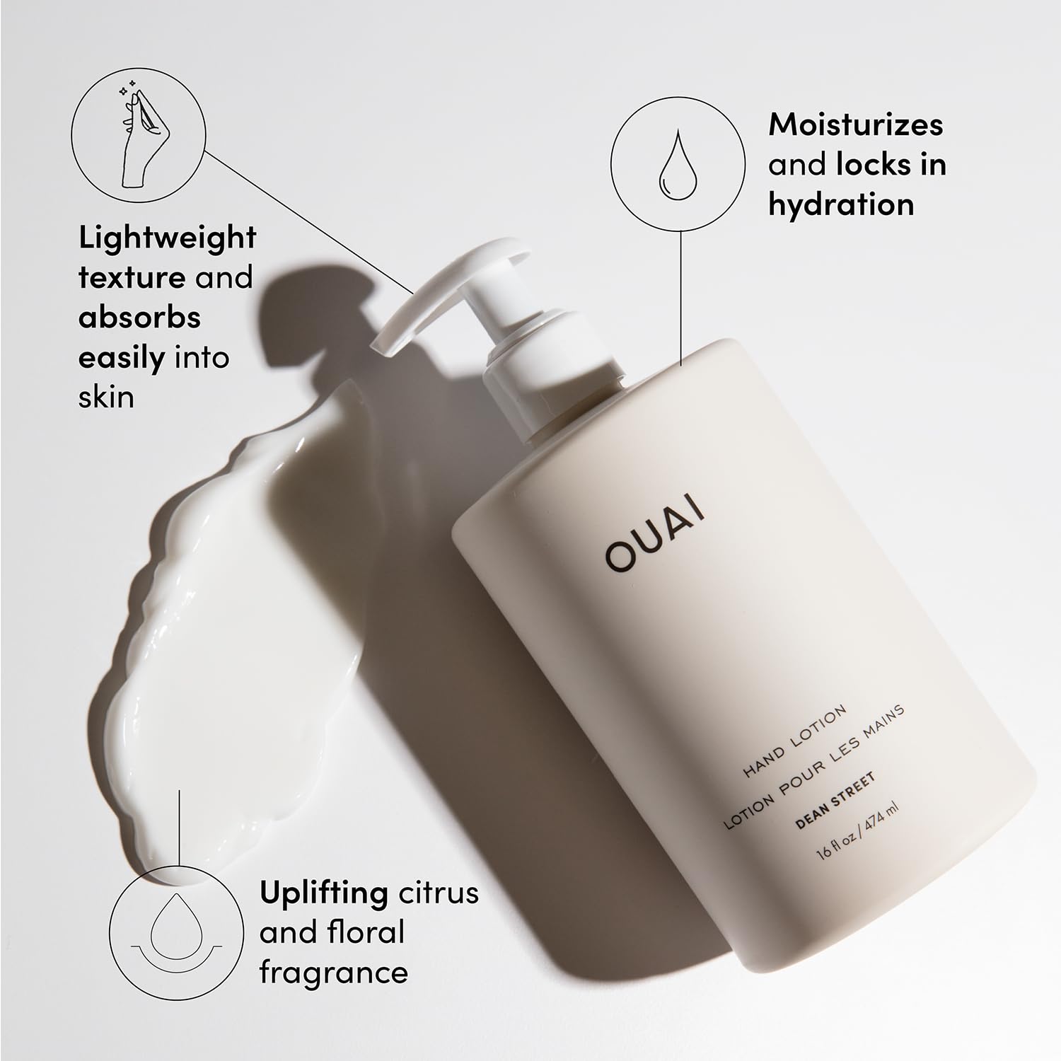 OUAI Hand Lotion - Daily, Lightweight, Hydrating Lotion for Dry Skin - Made with Avocado, Rosehip and Jojoba Oil to Lock in Moisture - Never Greasy (16 Fl Oz) OUAI buy supplements canada