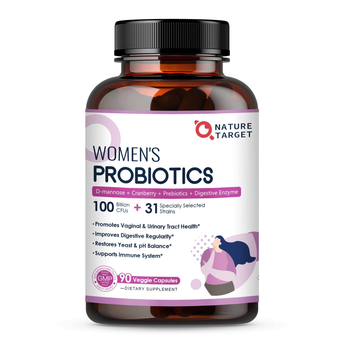 Probiotics for Women Digestive Health, 100 Billion CFUs Probiotic with Digestive Enzymes NATURE TARGET buy supplements canada