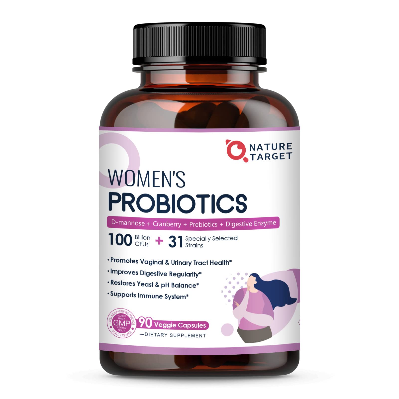 Probiotics for Women Digestive Health, 100 Billion CFUs Probiotic with Digestive Enzymes NATURE TARGET buy supplements canada
