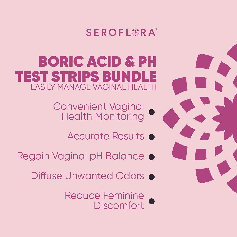 Seroflora Boric Acid Vaginal Suppositories 600mg (28ct) & 40 pH Test Strips for Women Seroflora buy supplements canada