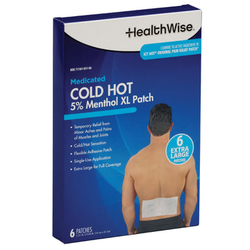 HealthWise Cold Hot Medicated Menthol XL Patch | 5% Menthol | Back and Large Areas | 5.51” x 9.84” | 6-Count | Paraben-Free | Soothes Minor Aches and Pains | Super-Size Relief HealthWise buy supplements canada