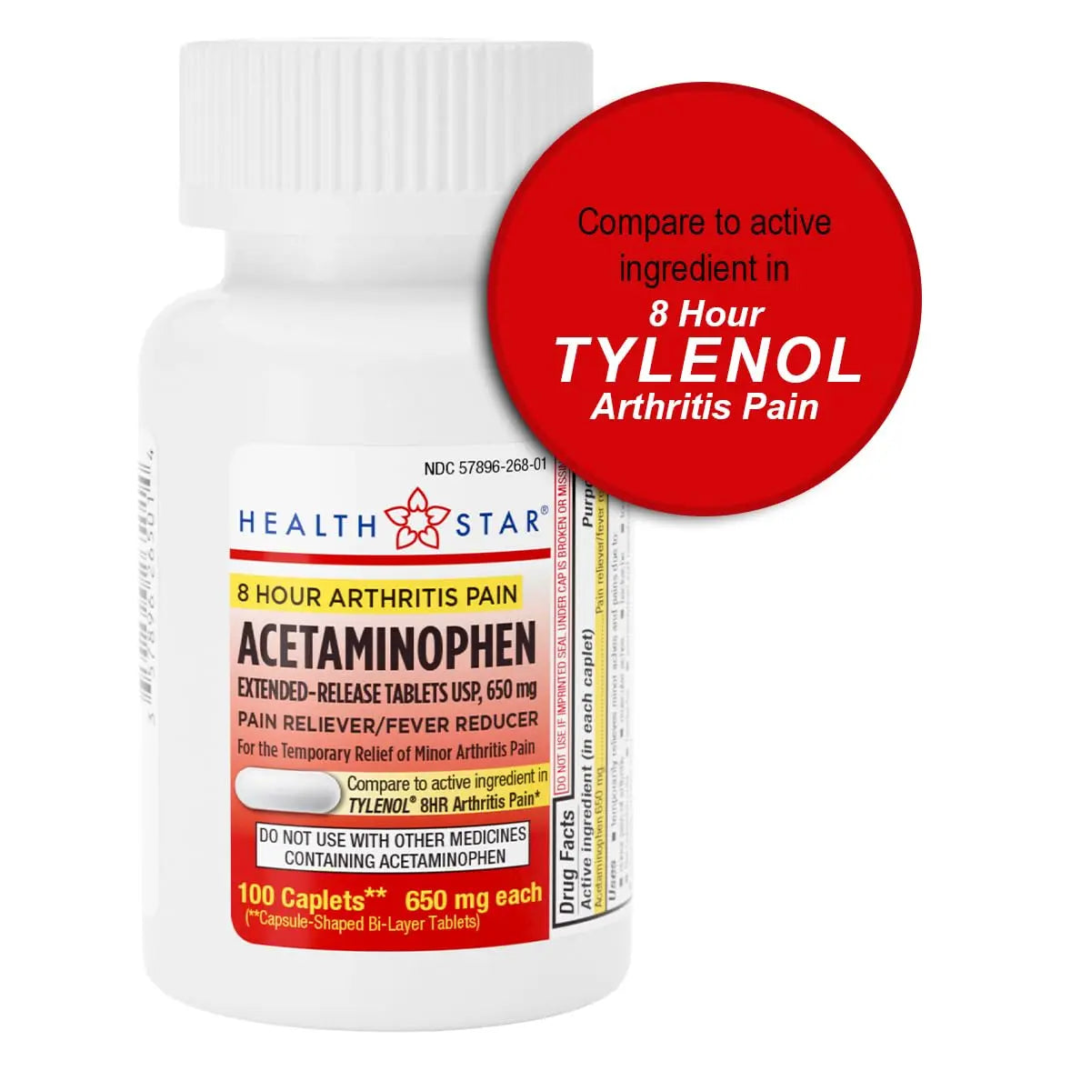 GeriCare Acetaminophen Extended-Release Arthritis 650mg Caplets, Pain Reliever, Arthritis Symptoms, Fever Reduction, 100 Count (Pack of 1) GeriCare buy supplements canada