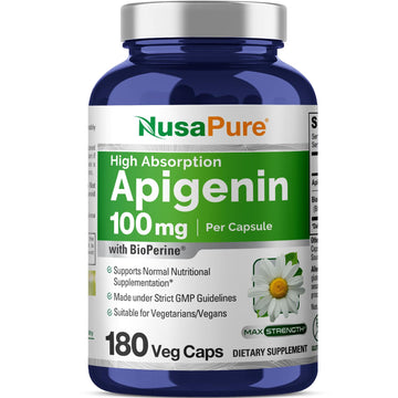 NusaPure Apigenin 100 mg per Capsule 180 Vcaps - Bioperine (Non-GMO, Gluten Free) NusaPure buy supplements canada