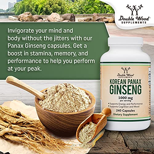Ginseng Capsules (Korean Red Ginseng Extract, Panax Ginseng 10% Ginsenosides) Double Wood Supplements buy supplements canada
