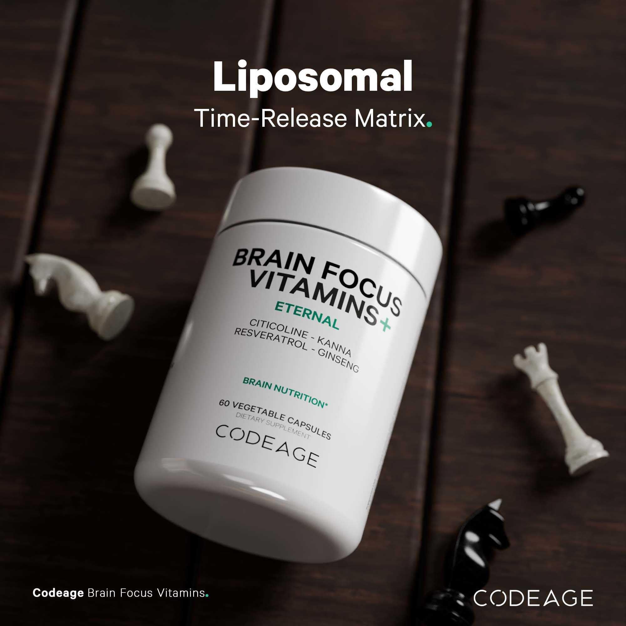Codeage Brain Focus Vitamins+ Nootropic Supplement with Citicoline as Cognizin, Panax Ginseng, Resveratrol, Gotu Kola, Vitamin B12 Methylcobalamin - Liposomal Delivery - Non-GMO - 60 Capsules Codeage buy supplements canada
