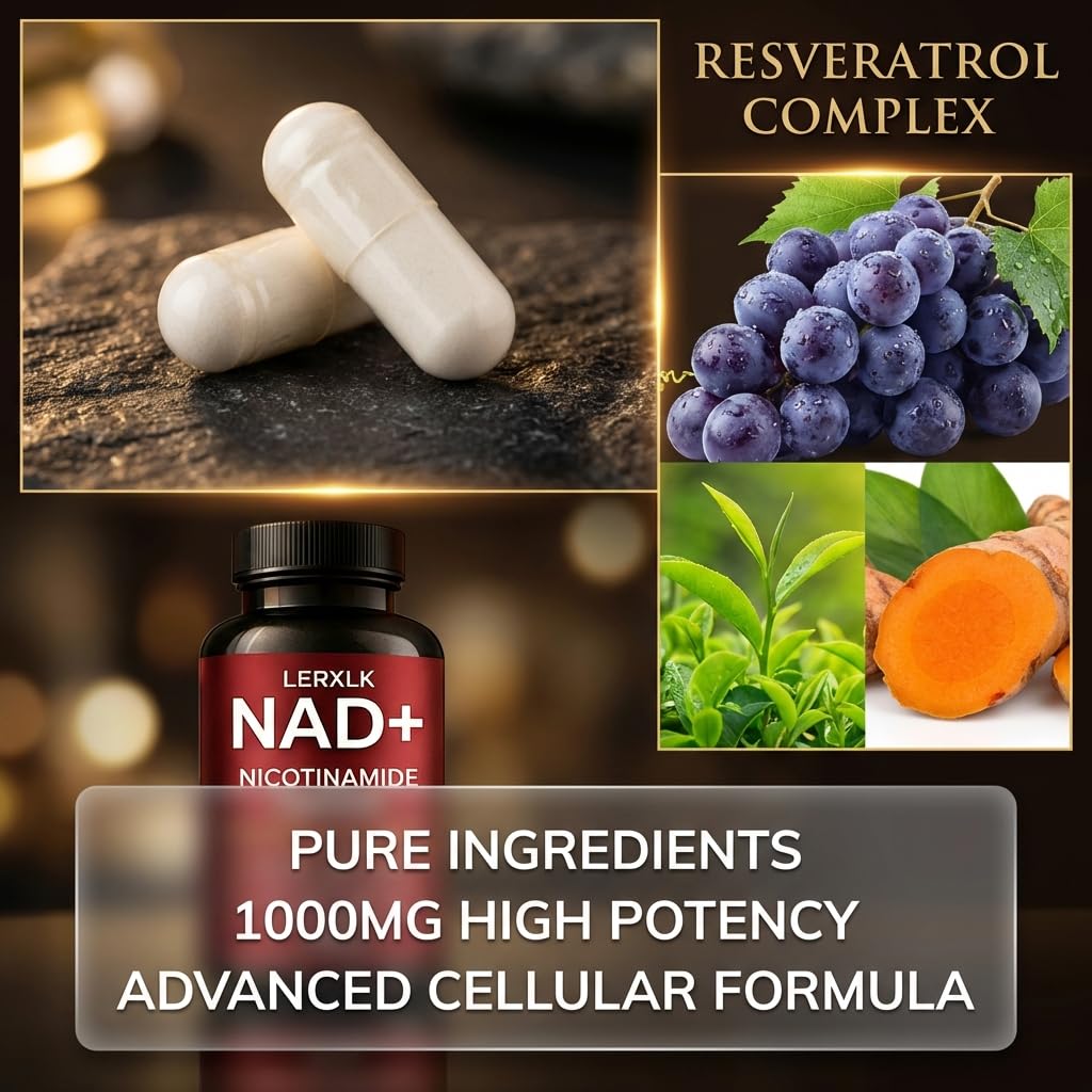 LERXLK NAD+ Supplement 1000mg – Liposomal Nicotinamide Riboside with Resveratrol, Advanced Cellular Energy & Healthy Aging Support, 60 Vegetarian Capsules LERXLK buy supplements canada
