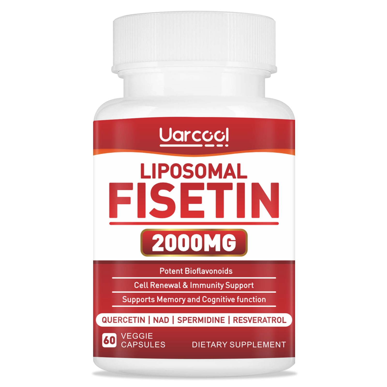 Uarcool Fisetin Supplement 2000mg for Healthy Aging and Longevity, Skin Health, Brain - Soy Free, Vegetarian - 60 Softgels Uarcool buy supplements canada