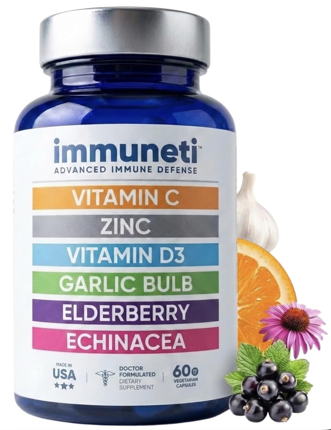 Immuneti Advanced Immune Support – Doctor Formulated 6-in-1 Daily Immunity Supplement – Made in USA – With Vitamin C, D3, Zinc, Elderberry IMMUNETI buy supplements canada