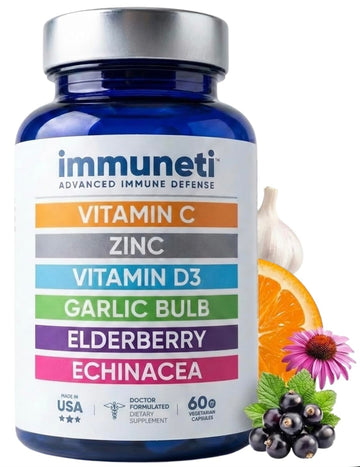 Immuneti Advanced Immune Support – Doctor Formulated 6-in-1 Daily Immunity Supplement – Made in USA – With Vitamin C, D3, Zinc, Elderberry IMMUNETI buy supplements canada