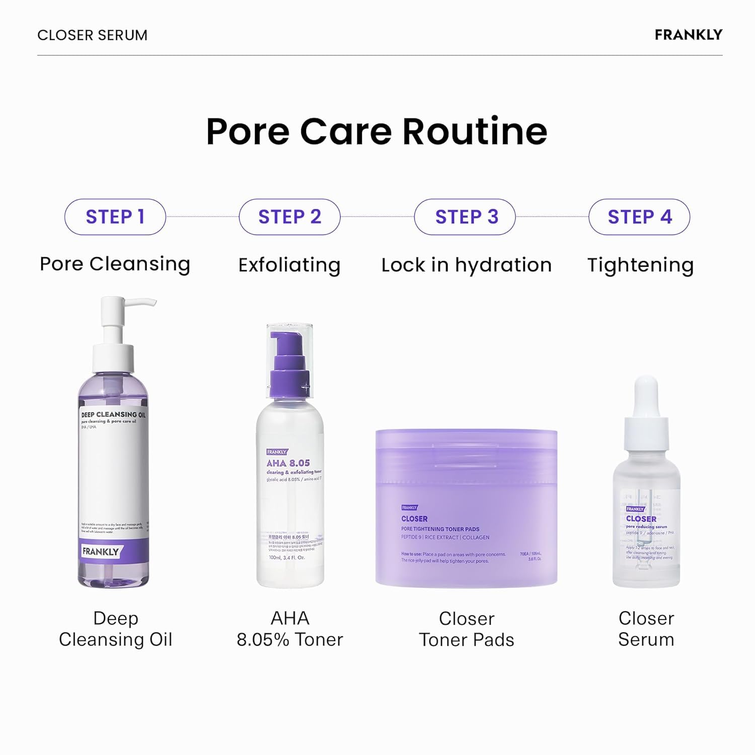 FRANKLY Closer Serum | Pore Minimizer Serum | 9 Peptides, Vegan Collagen, Adenosine, PHA | Korean Pore Minimizer for Glass Skin FRANKLY buy supplements canada