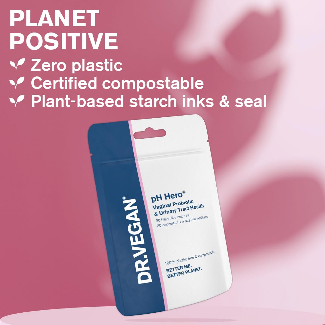 DR.VEGAN | pH Hero | Supports Balanced Vaginal Flora | 50bn CFU | Cranberry | Sea Buckthorn dr vegan buy supplements canada