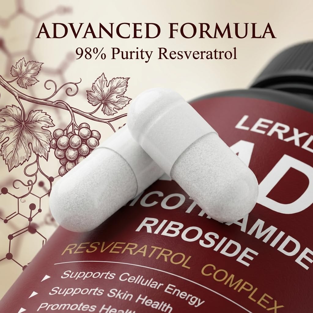 LERXLK NAD+ Supplement 1000mg – Liposomal Nicotinamide Riboside with Resveratrol, Advanced Cellular Energy & Healthy Aging Support, 60 Vegetarian Capsules LERXLK buy supplements canada