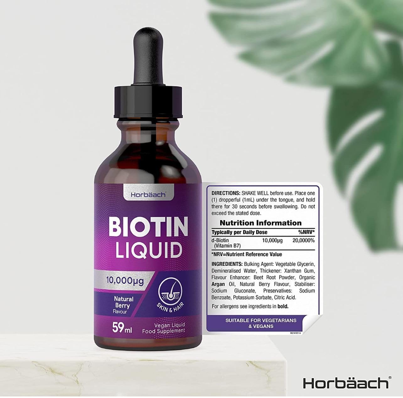 Biotin Liquid Drops for Hair & Skin Support | 10000 mcg Supplement | 59 ml Vitamin B7 Horbäach buy supplements canada