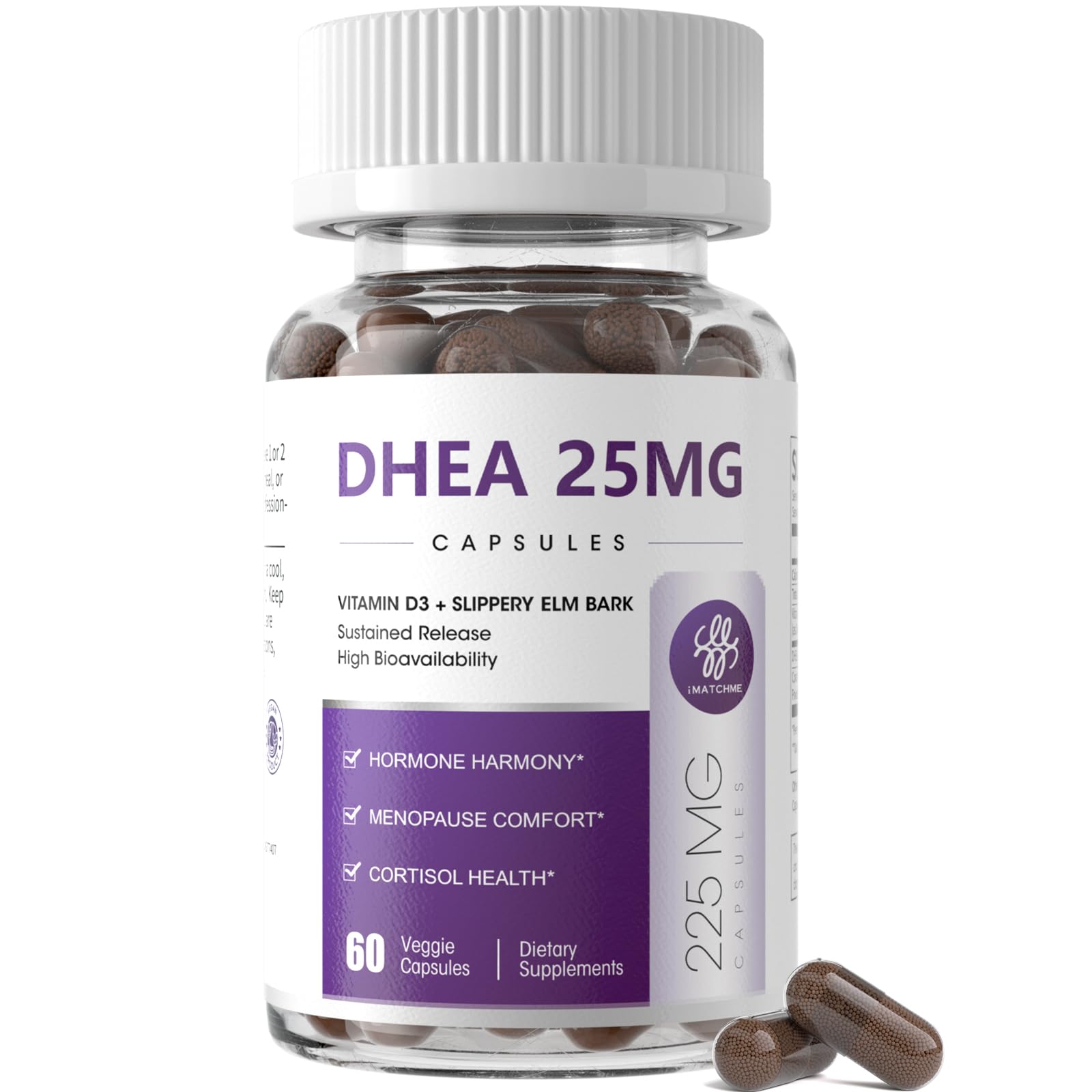 Women's DHEA 25mg Supplement with Vitamin D3 & Slippery Elm – Daily Hormone Support for Energy, Mood, Immune & Healthy Aging – Gentle Balance Formula, Vegan Capsules, 60 Count iMATCHME buy supplements canada