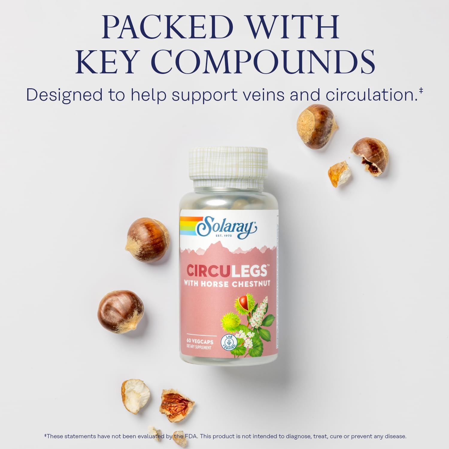 SOLARAY Circulegs - Herbal Supplements for Wellness Support w/Horse Chestnut Extract and Vitamin C, Plus Gotu Kola, Flavonoids, Hesperidin Blend - Vegan, Gluten Free, 60-Day Guarantee - 30 Servings SOLARAY buy supplements canada